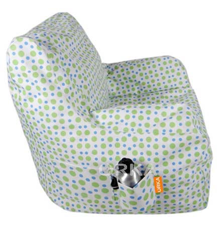 ORKA Digital Printed Bean Bag White Arm Chair Polka Dot Theme