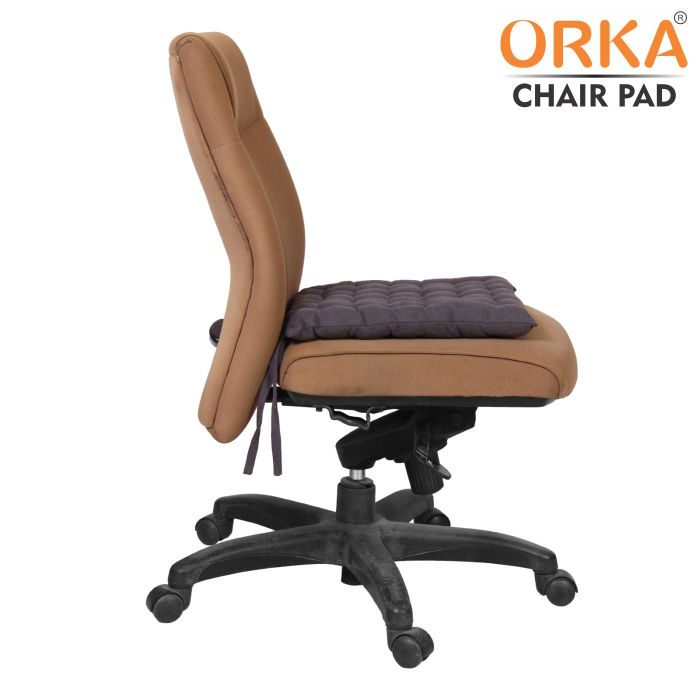 ORKA Cotton Fabric Chair Pad Seat Cushion Back Support Cushion With Tie, Dark Grey (16 X 16 Inch)  
