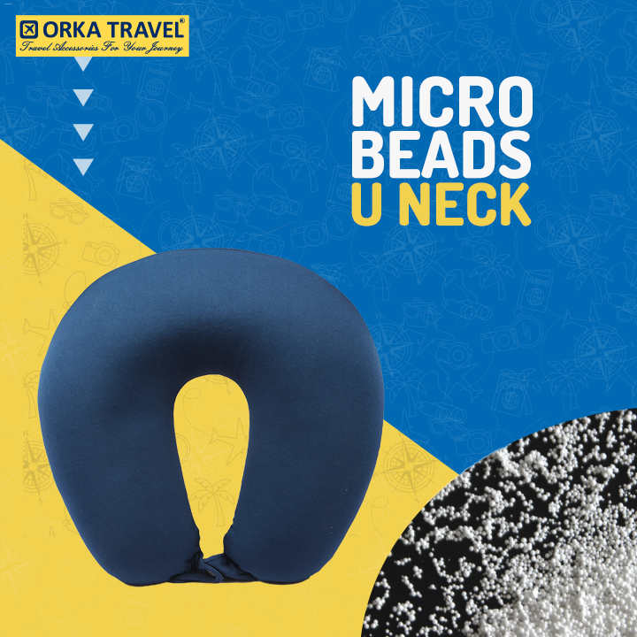 ORKA TRAVEL U Neck Microbeads Plain  - Dark Blue  