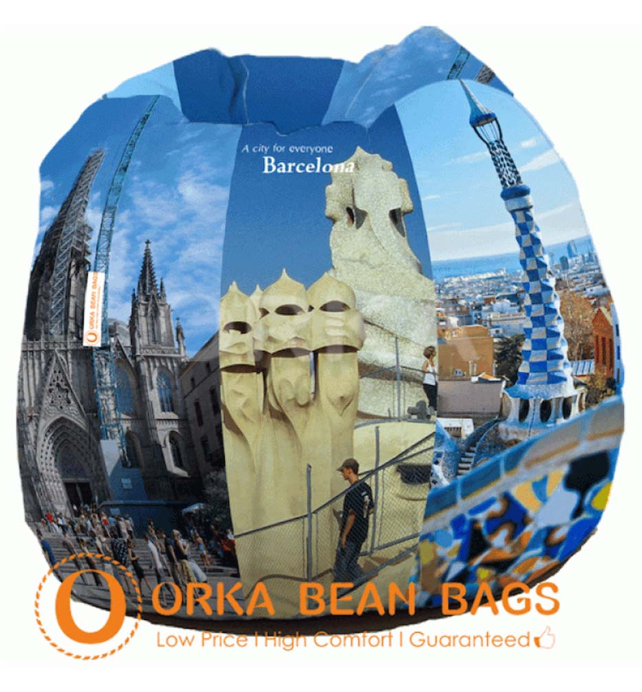 Orka Digital Printed Bean Bag Barcelona Theme  
