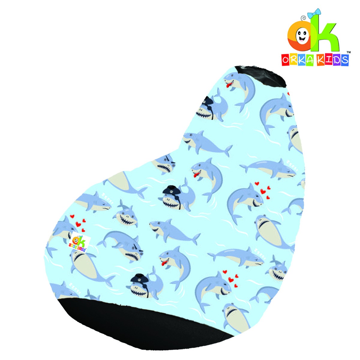 ORKA Kids Digital Printed48 Shark Multicolor Bean Bag  