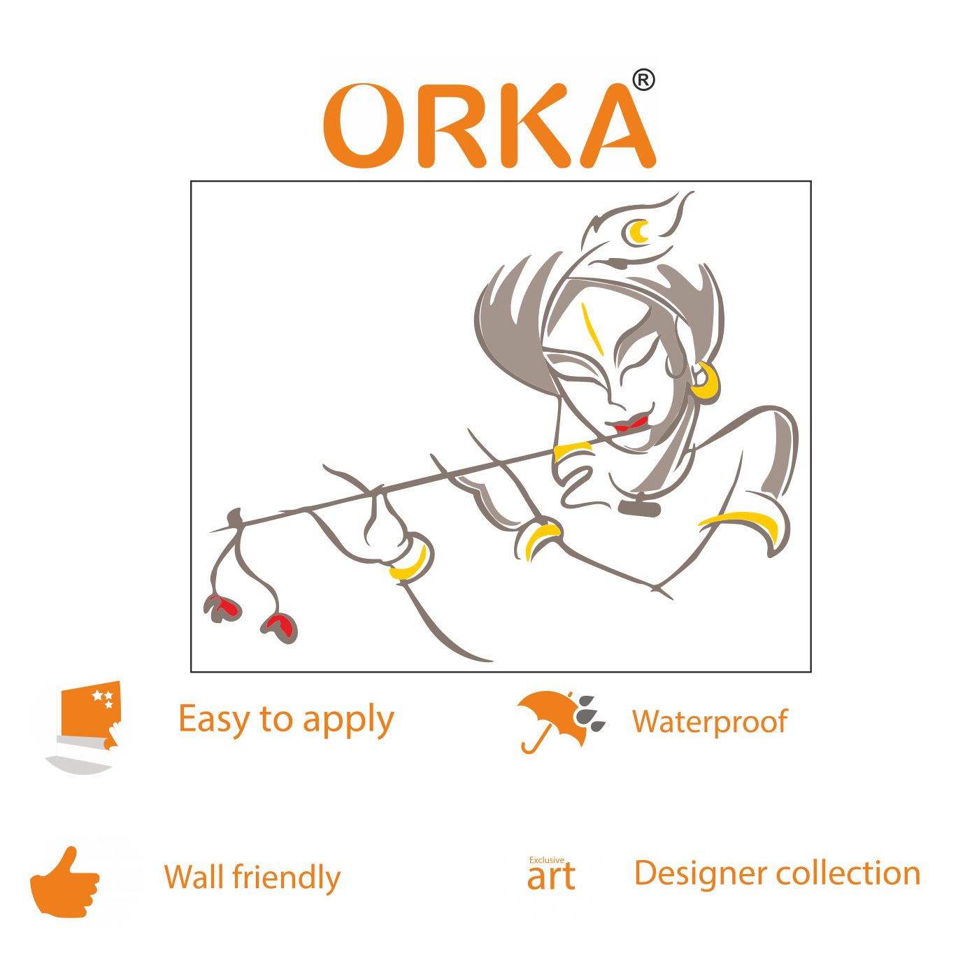 ORKA Lord Krishna Theme Wall Sticker 9  