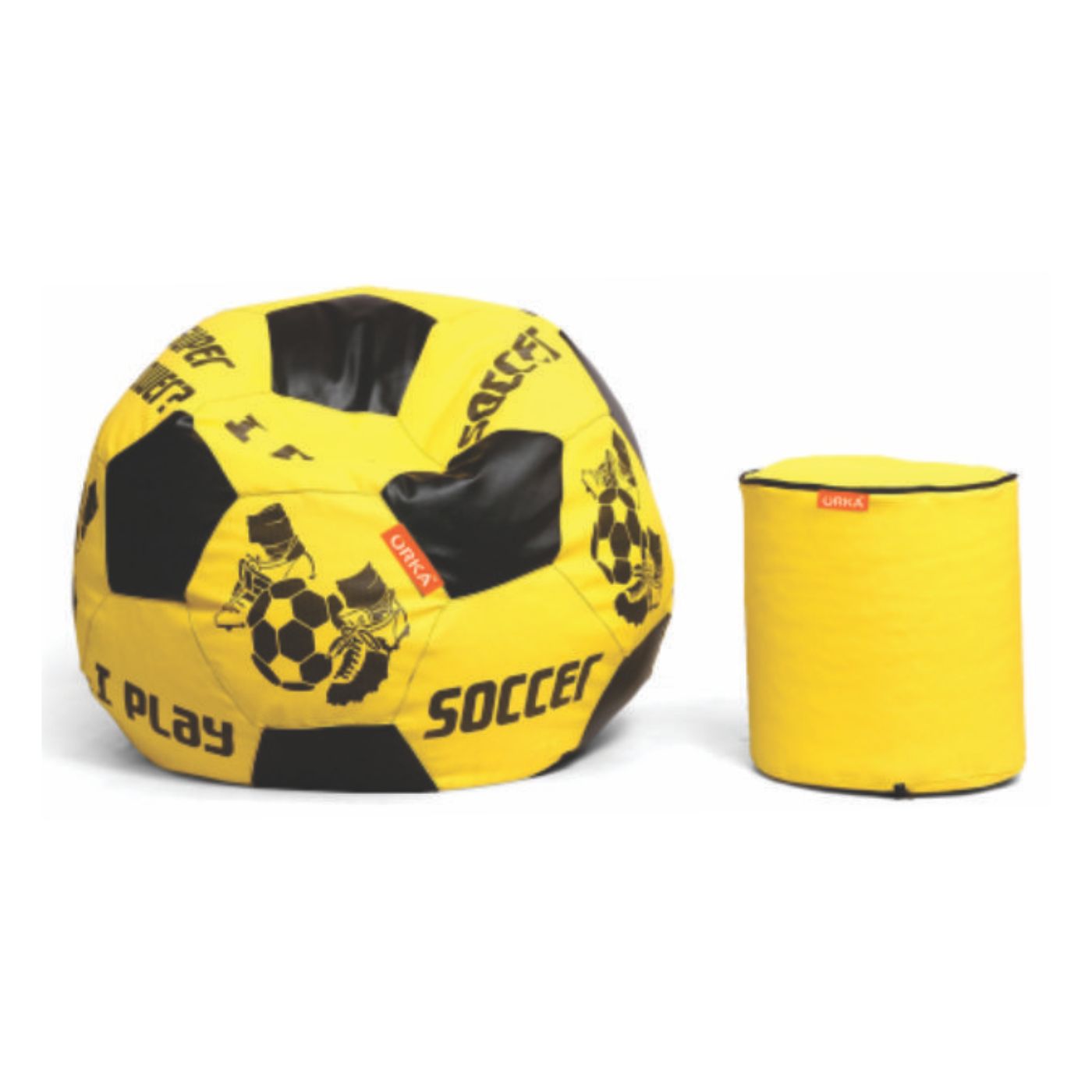 ORKA Digital Printed Sports Bean Bag XXL Cover - Yellow Black  