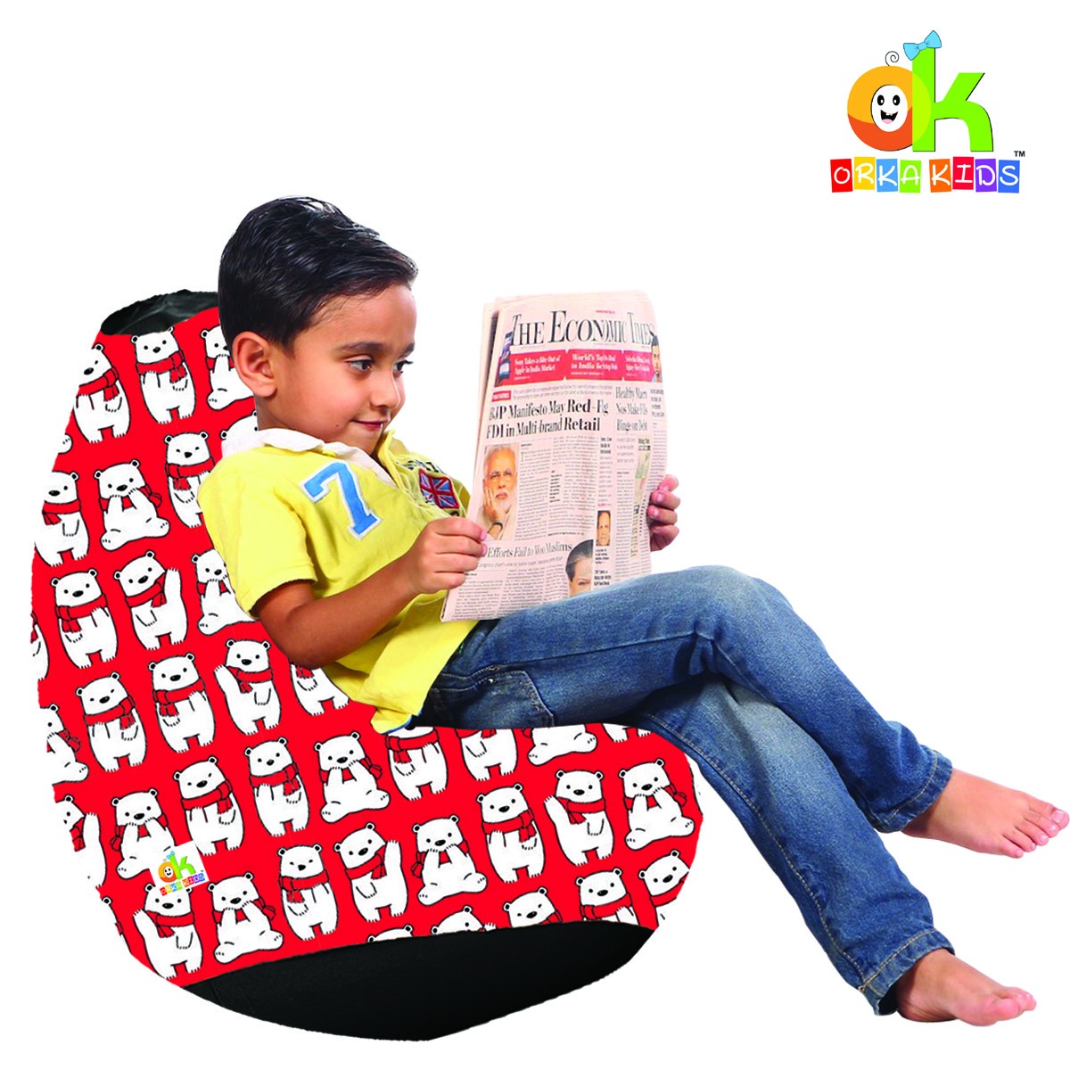 ORKA Kids Digital Printed42 Dog Design Multicolor Bean Bag  