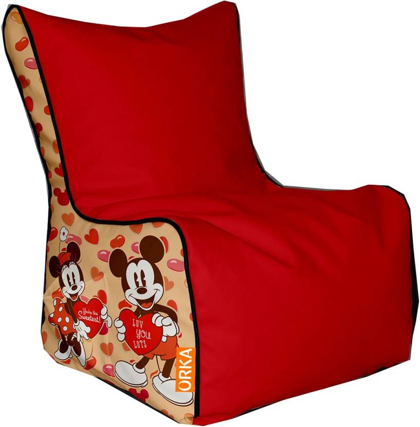 ORKA Digital Printed Red Bean Chair Mickey Mouse Love Theme  
