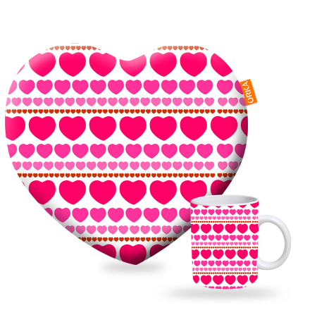 ORKA Valentine Theme Heart Cushion & Coffee Mug Combo 27  