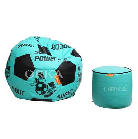 ORKA Digital Printed Sports Bean Bag Super Power Blue Football Theme