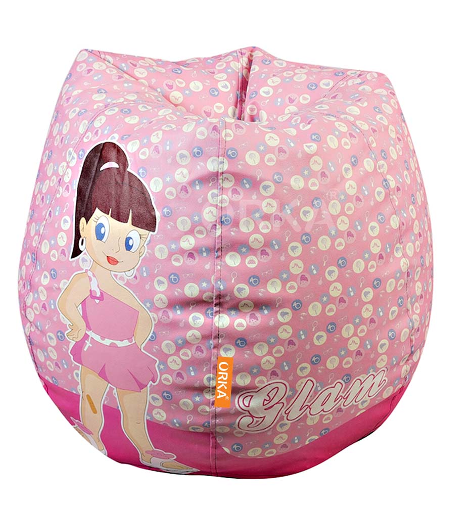 Orka Digital Printed Bean Bag Hum Tum Pink Bollywood Theme   XXL  With Beans 
