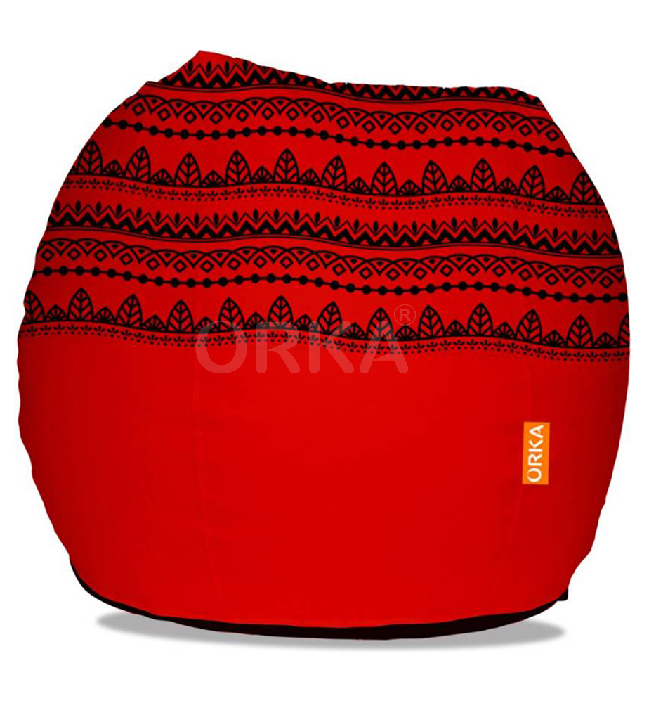 Orka Digital Printed Red Bean Bag Diwali Design Theme  