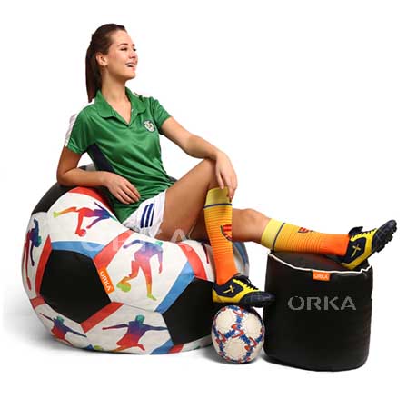 ORKA Digital Printed Sports Bean Bag Abstract Football Player Theme  