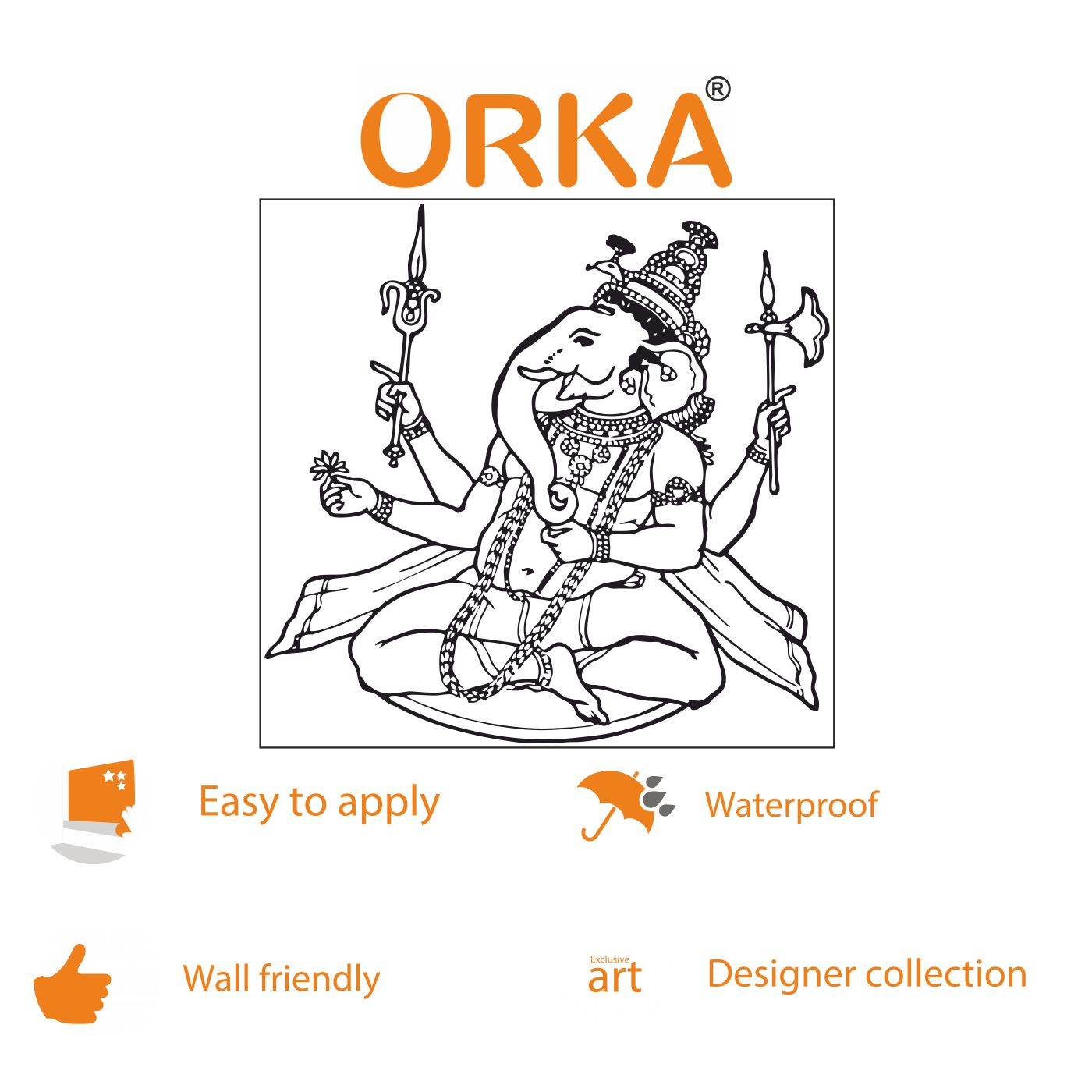 ORKA Lord Ganesha Theme Wall Sticker 6  