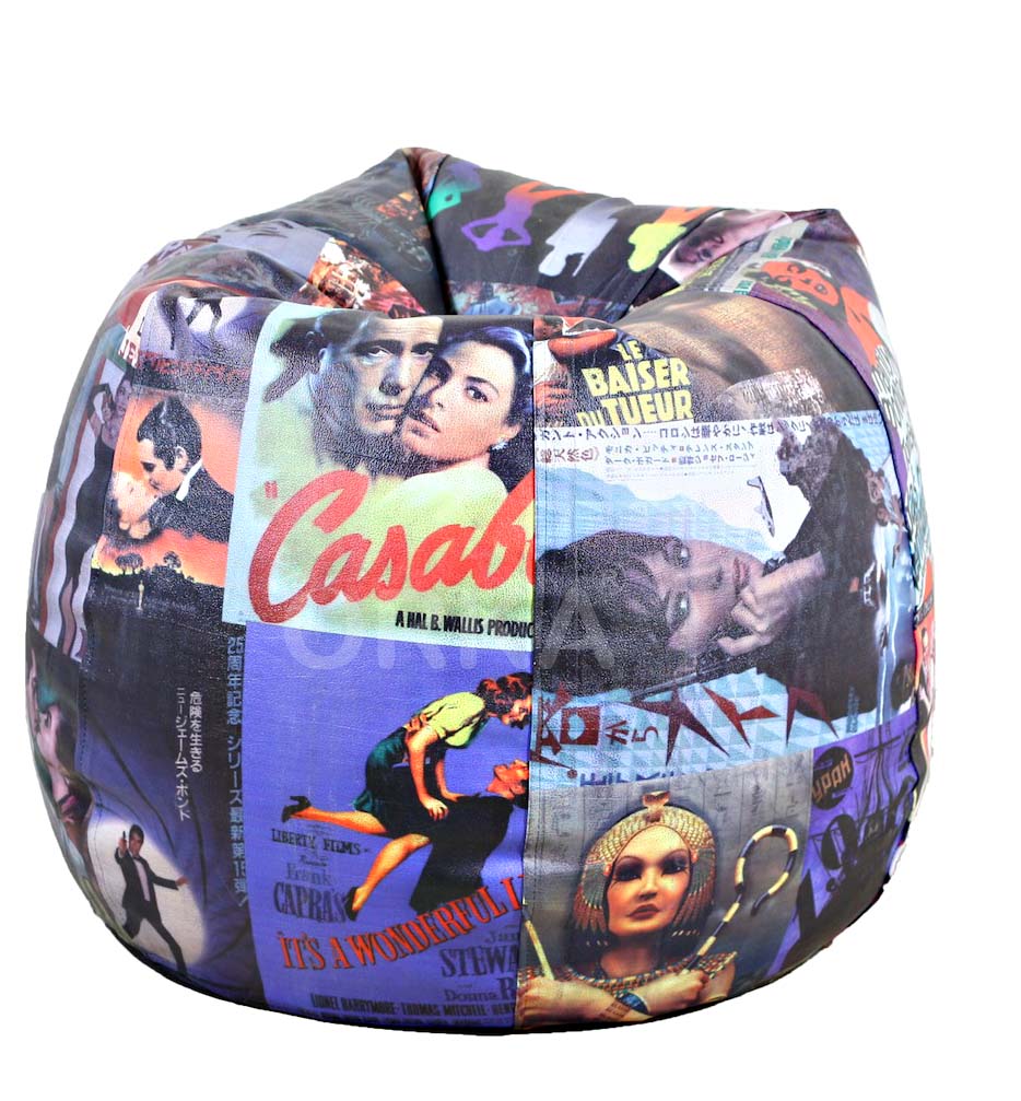 Orka Digital Printed Bean Bag Hollywood Poster Collage Theme   XXL  Cover Only 