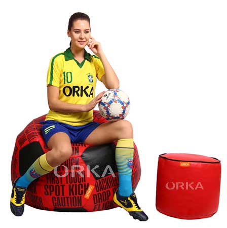 ORKA Digital Printed Sports Bean Bag Derby Red Football Theme   XXL  Cover Only 