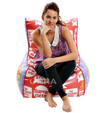 ORKA Digital Printed Red Blue Bean Chair Spiderman Fans Theme  