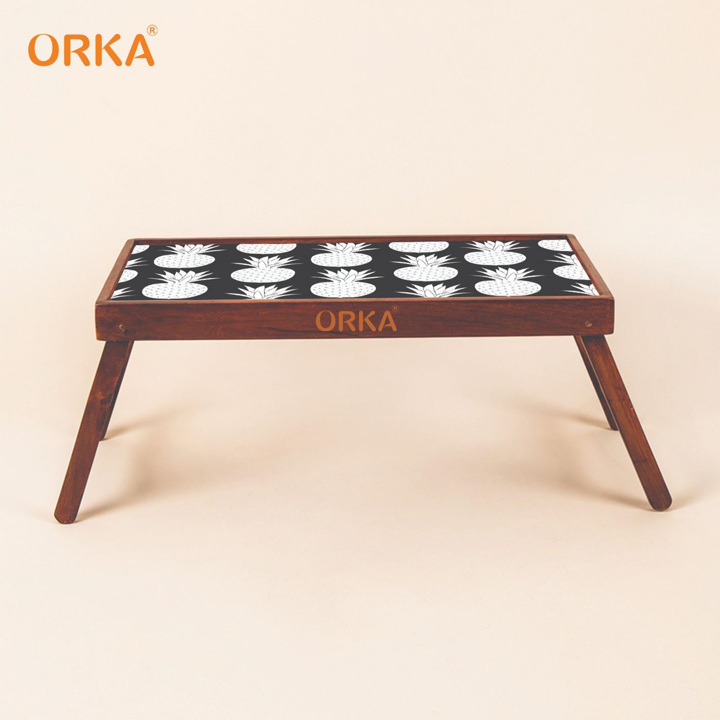 ORKA Spiny Apples Foldable Pine Wood Breakfast Table (Black, White)  