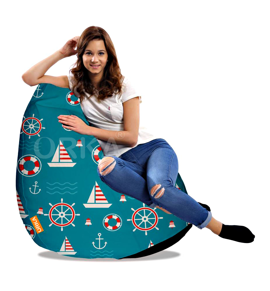 Orka Digital Printed Blue Ocean Bean Bag Sailor Theme  