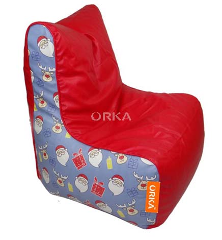 ORKA Digital Printed Red Bean Chair Christmas Theme  