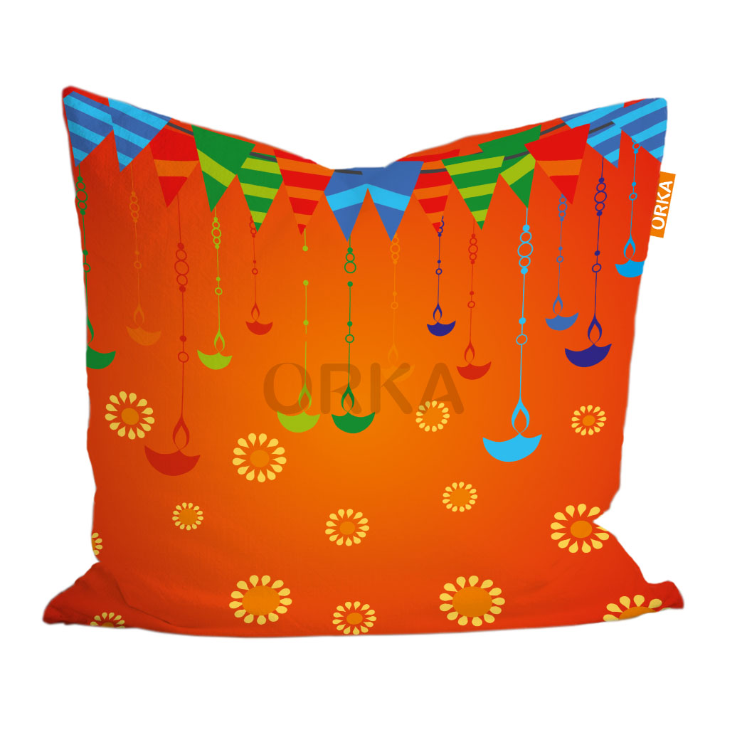 ORKA Digital Printed Diwali Cushion 31  