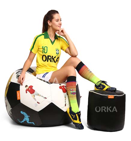 ORKA Digital Printed Sports Bean Bag Player Ten Football Theme     XXL  Cover Only 