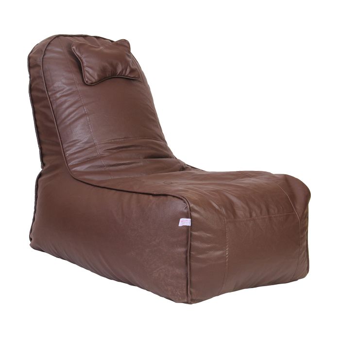 ORKA Classic Artificial Leather Standard Rocker Bean Bag With Footstool Brown  