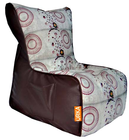 ORKA Digital Printed Brown Bean Chair Floral Theme   XXL  Cover Only 