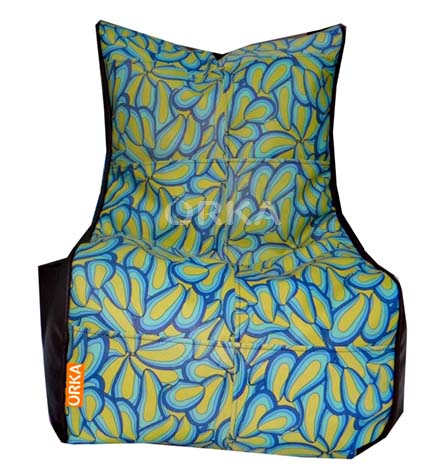 ORKA Digital Printed Brown Bean Chair Abstract Floral Theme  