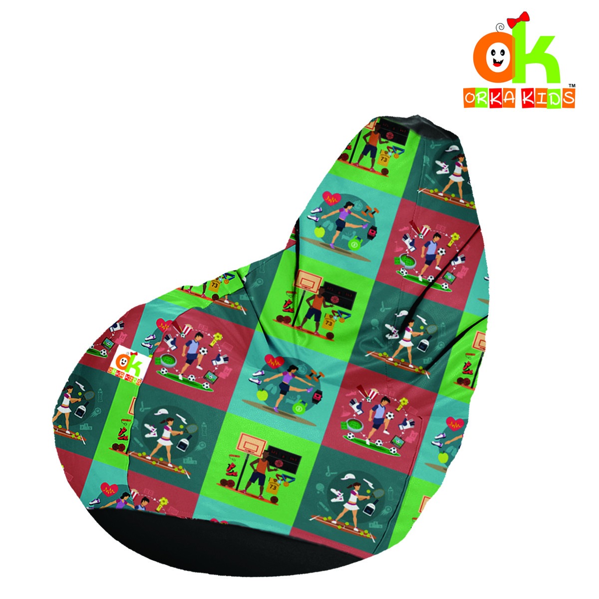ORKA Kids Digital Printed17 Sports Multicolor Bean Bag  