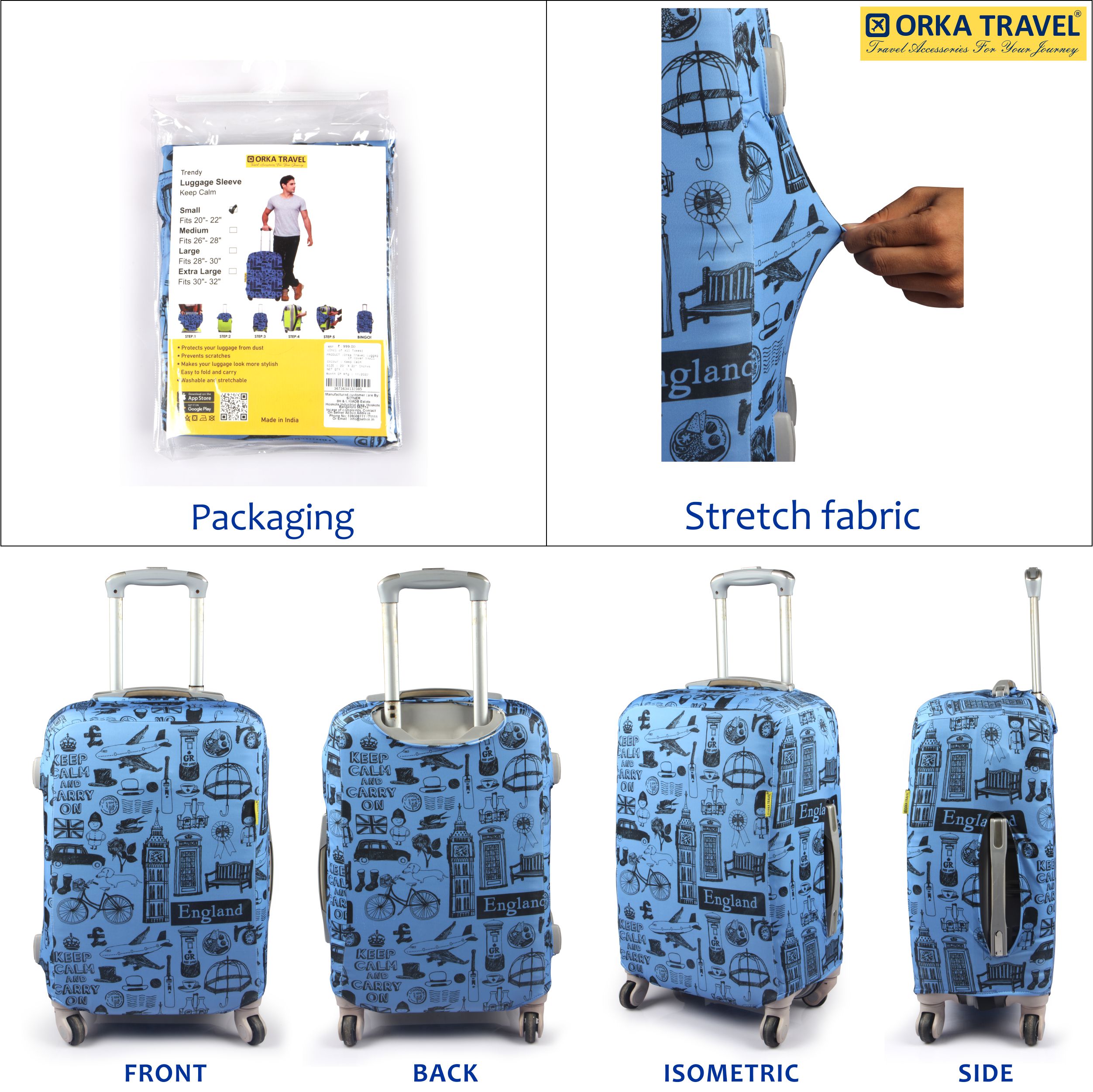 Orka Travel Luggage Cover Keep Calm