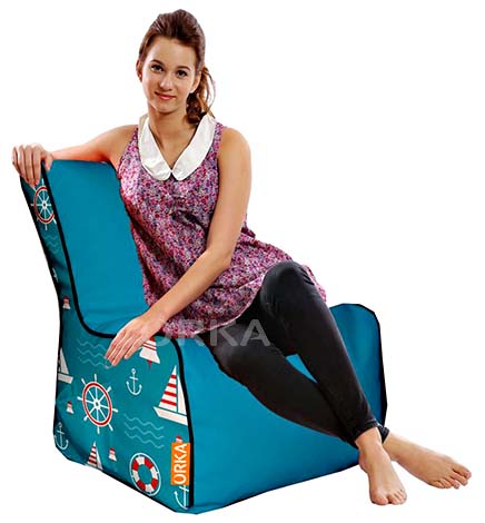 ORKA Digital Printed Blue Bean Chair Ocean Theme  