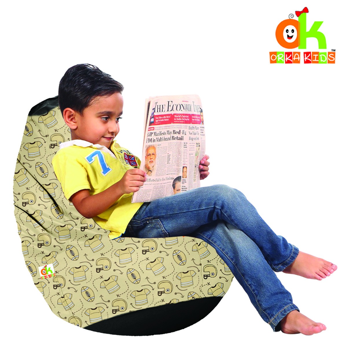 ORKA Kids Digital Printed Bean Bag13 With Beans Filled  