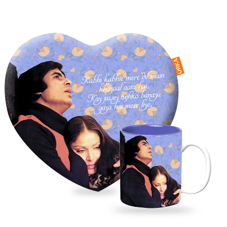 ORKA Valentine Theme Heart Cushion & Coffee Mug Combo 42  