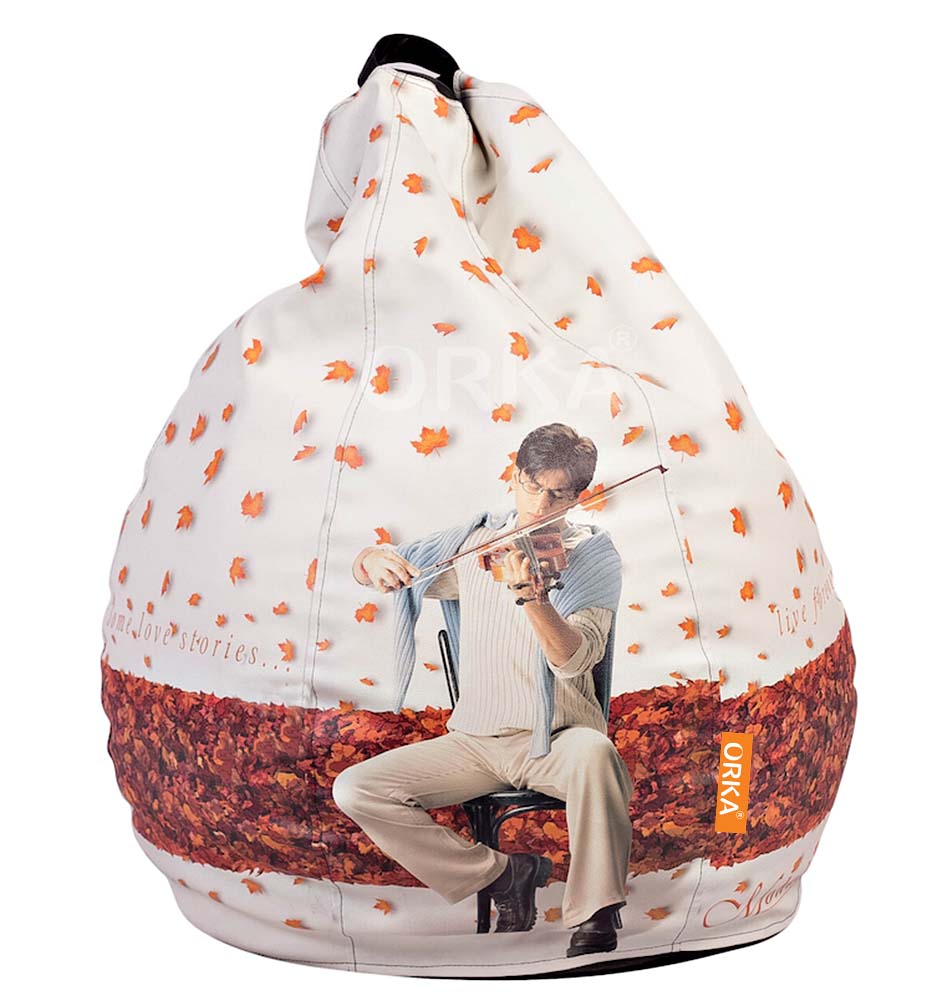 Orka Digital Printed Bean Bag Mohabbatein SRK White Bollywood Theme  