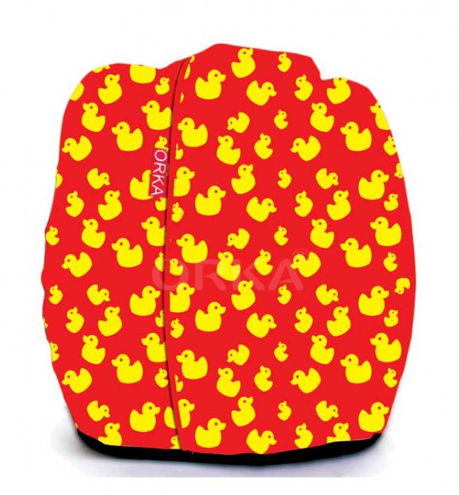 Orka Digital Printed Red Bean Bag Yellow Duck Theme  