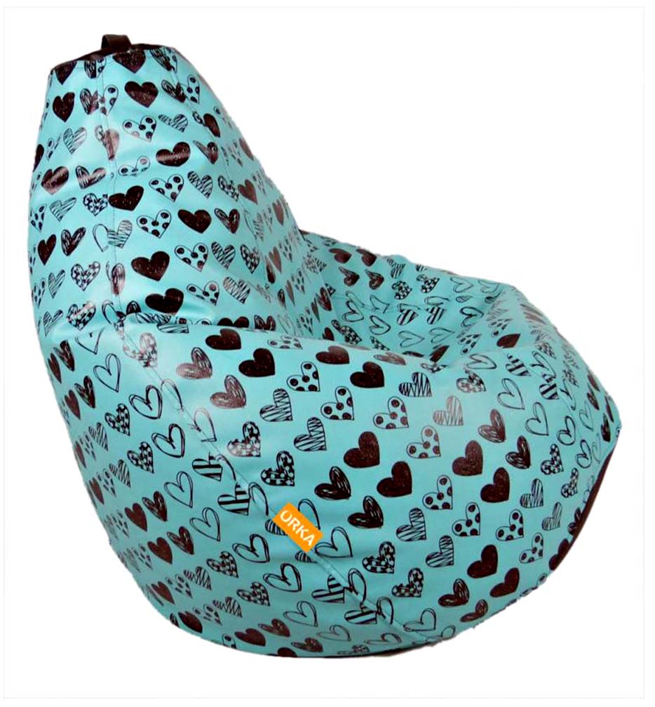 Orka Digital Printed Teal Bean Bag Hearts Theme  