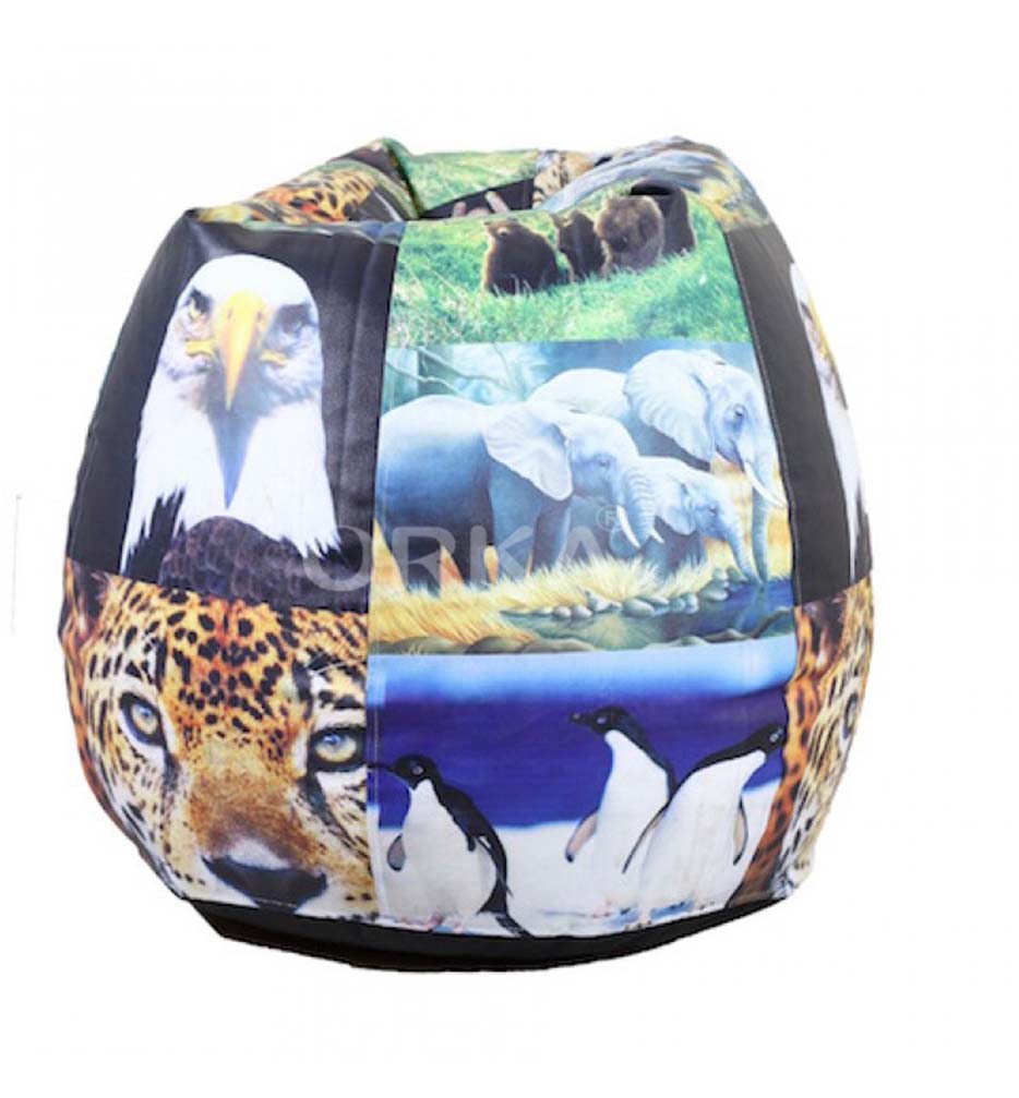 Orka Digital Printed Bean Bag Wildlife Animals Theme  