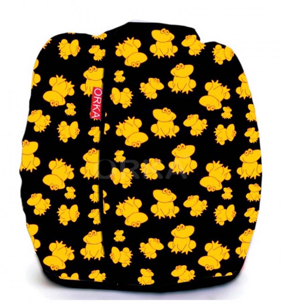 Orka Digital Printed Black Bean Bag Yellow Frog Theme  