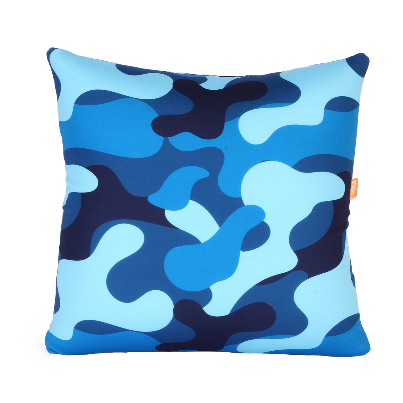 ORKA Digital Printed Spandex Filled With Microbeads Square Cushion 14 X 14 Inch - Teal, Blue  