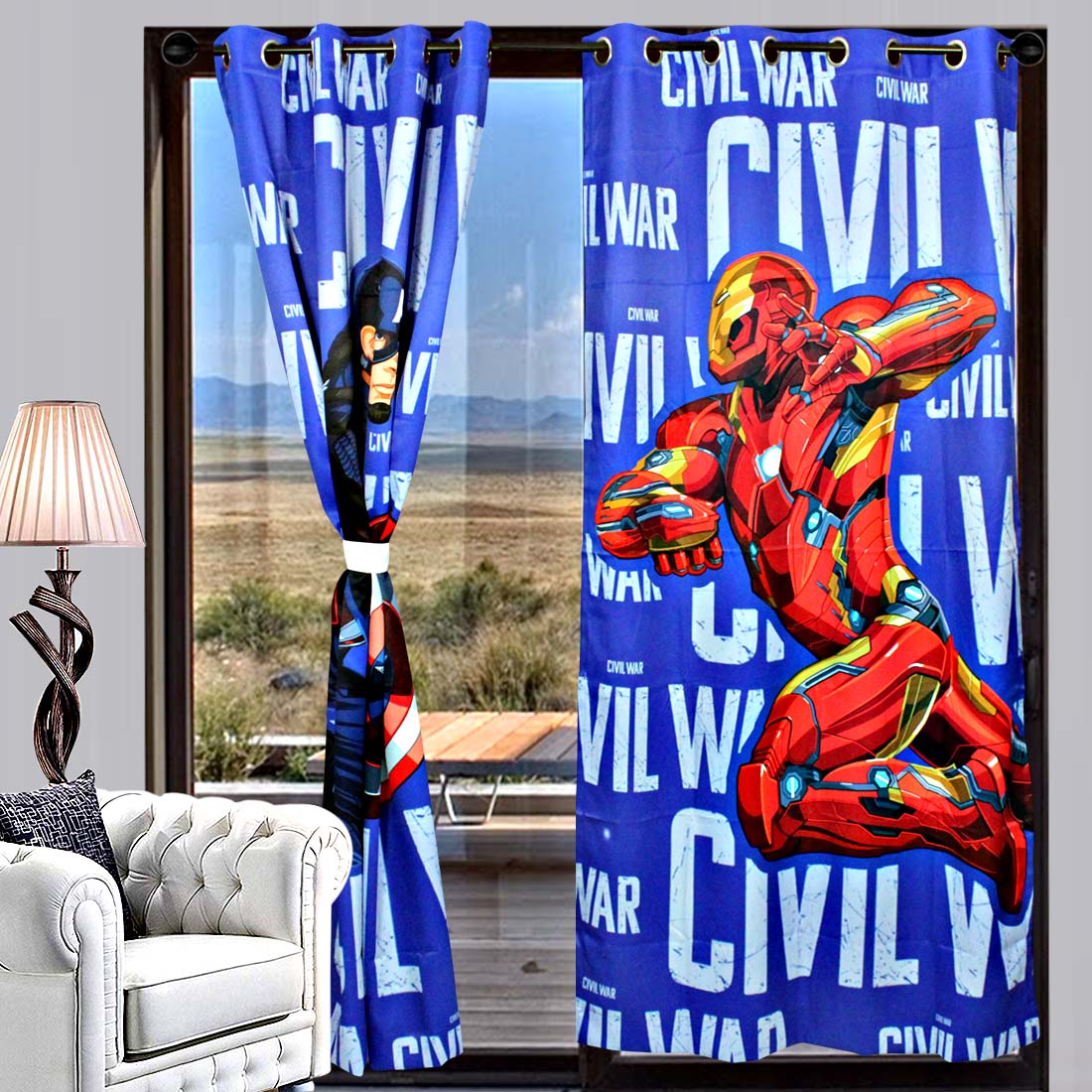 ORKA Digital Printed Civil War Design 7 Feet Single Door Curtain  