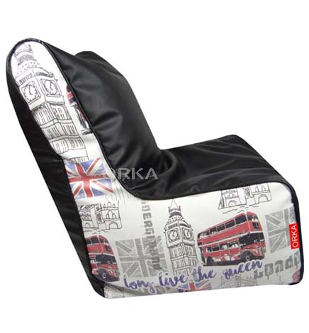 ORKA Digital Printed Black Bean Chair London Theme  