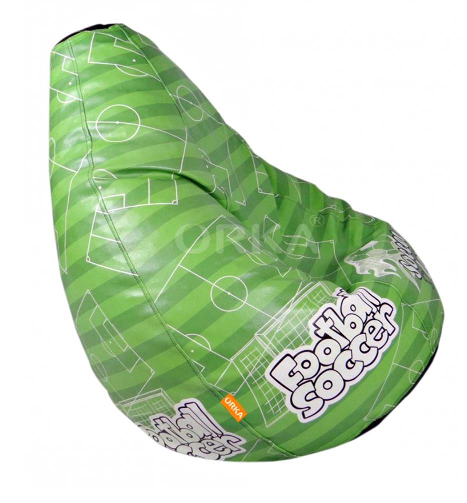 Orka Digital Printed Green Striped Bean Bag Football Soccer Theme  