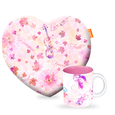 ORKA Valentine Theme Heart Cushion & Coffee Mug Combo 59  