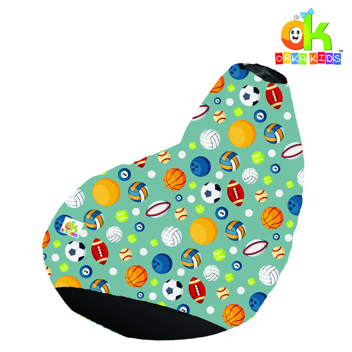 ORKA Kids Digital Printed36 Ball Design Multicolor Bean Bag  