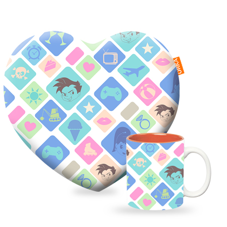 ORKA Valentine Theme Heart Cushion & Coffee Mug Combo 29  