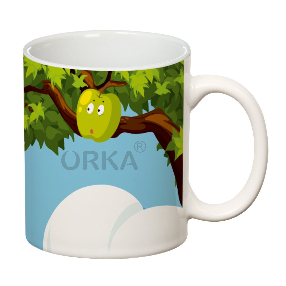 ORKA Coffee Mug Nature Printed(Green Apple) Theme 11 Oz   