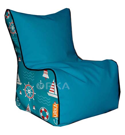ORKA Digital Printed Blue Bean Chair Ocean Theme  