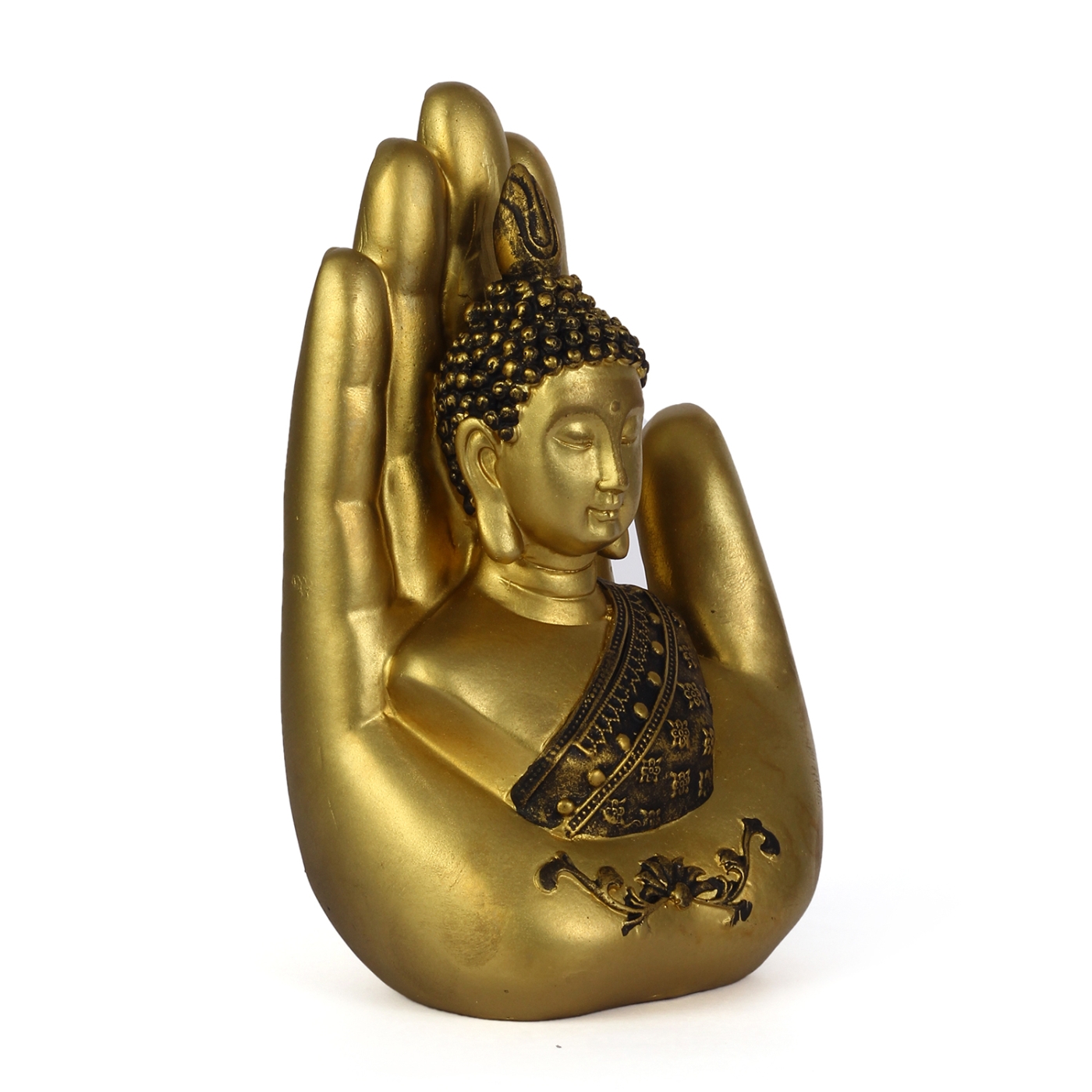 ORKA HOME Hand Buddha Polyresin Showpiece - Golden  
