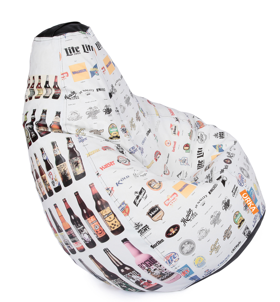 Orka Digital Printed Bean Bag Beer Bottle & Logo Theme  