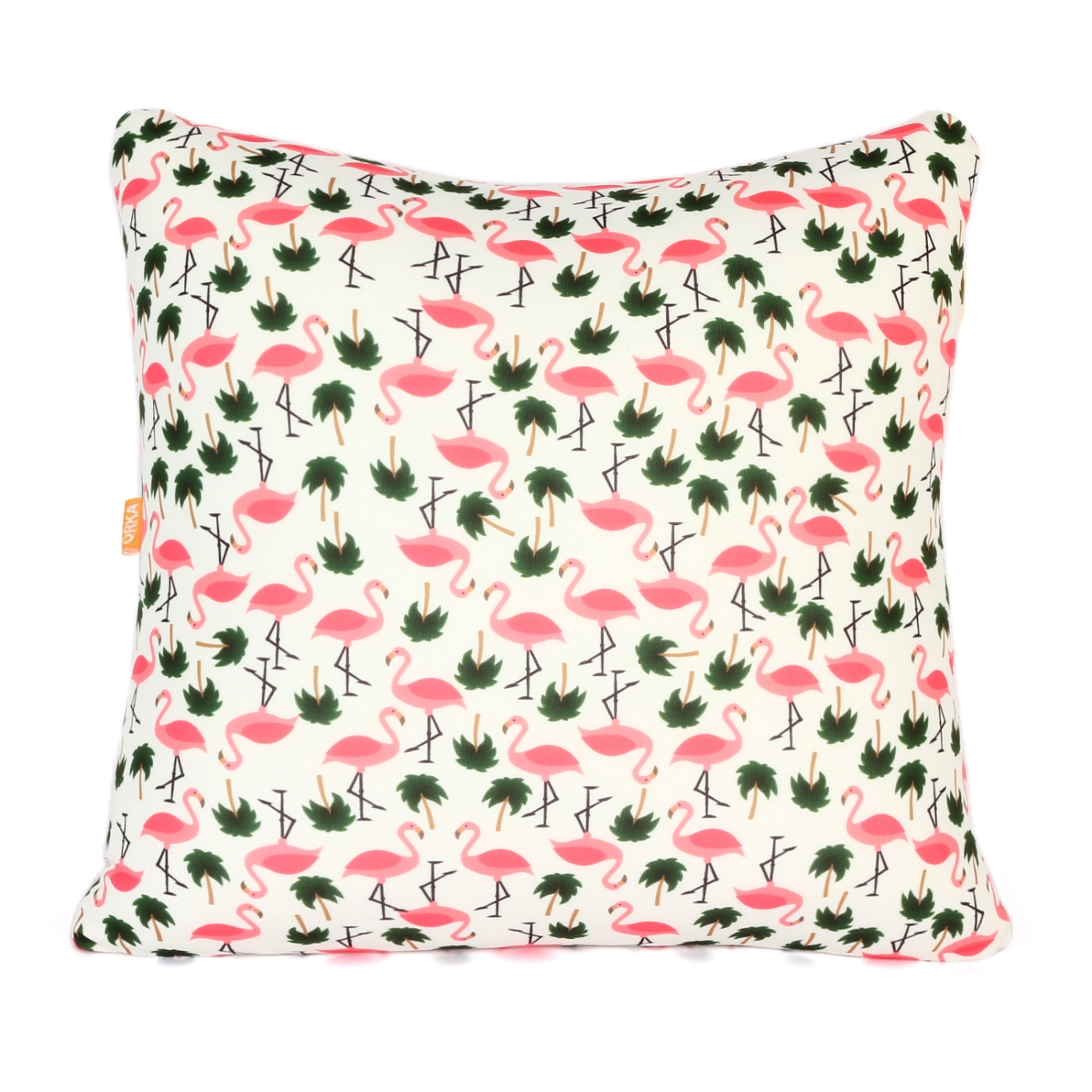 ORKA Digital Printed Spandex Filled With Microbeads Square Cushion 14 X 14 Inch - Pink, Black  