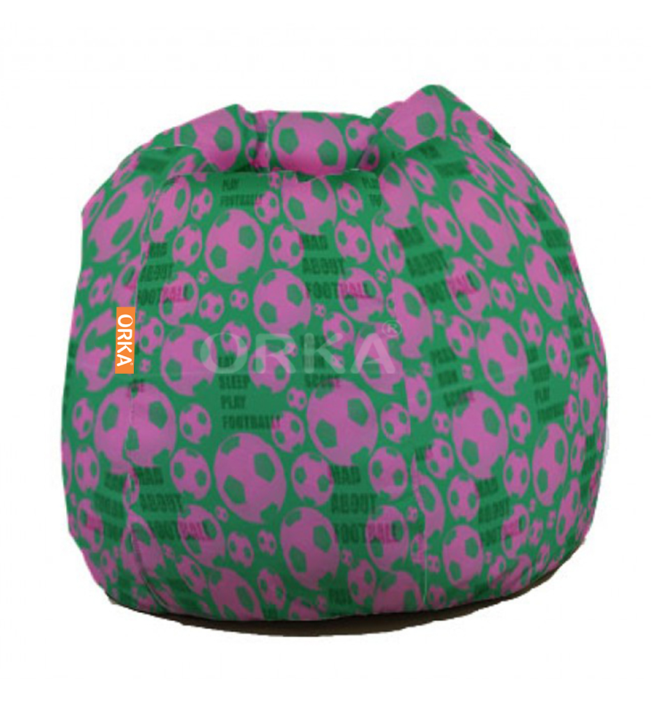 Orka Digital Printed Green Purple Bean Bag Mad About Football Theme  