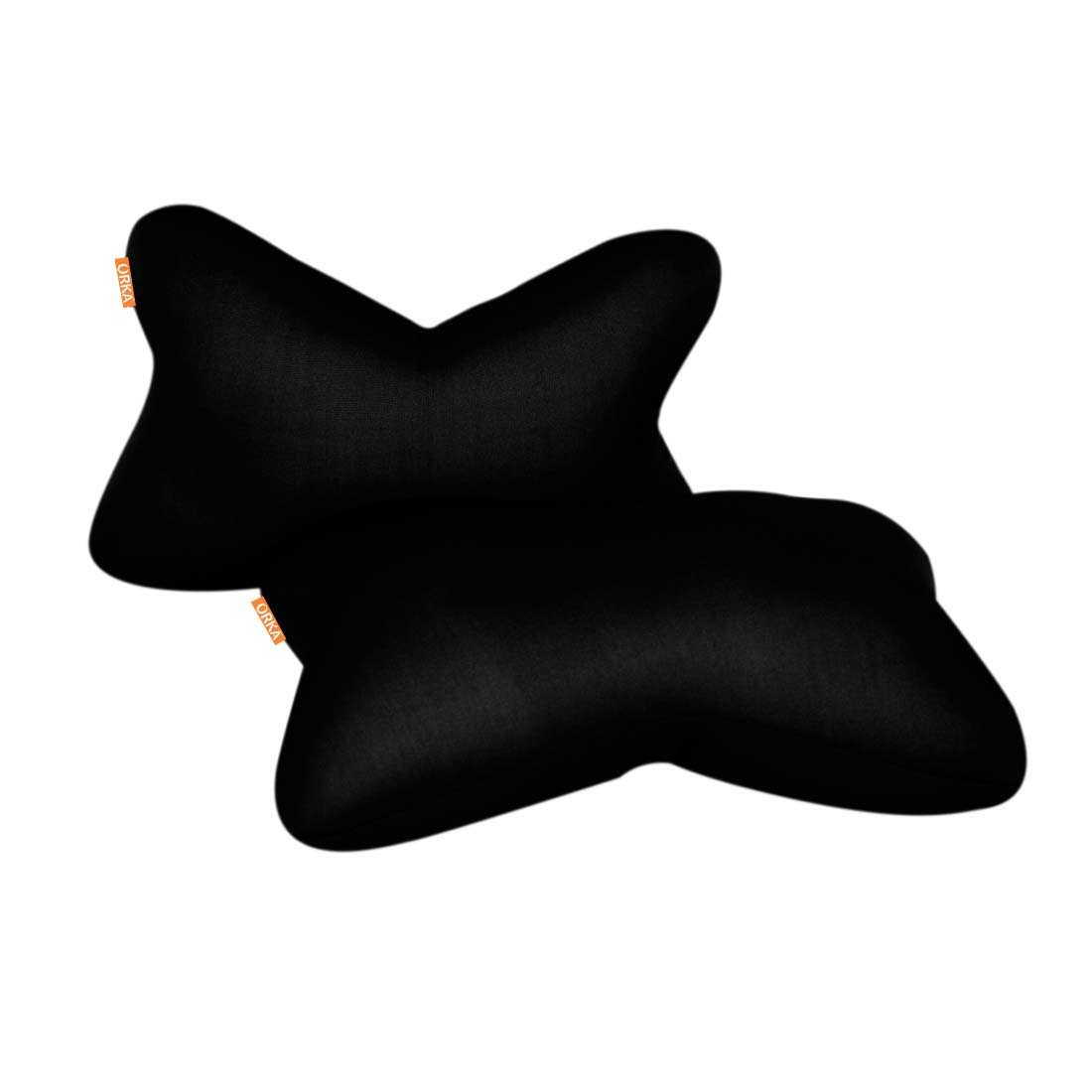 ORKA Classic Car Neckrest Pillow Filled With Microbeads [Pack Of 2] - Black  